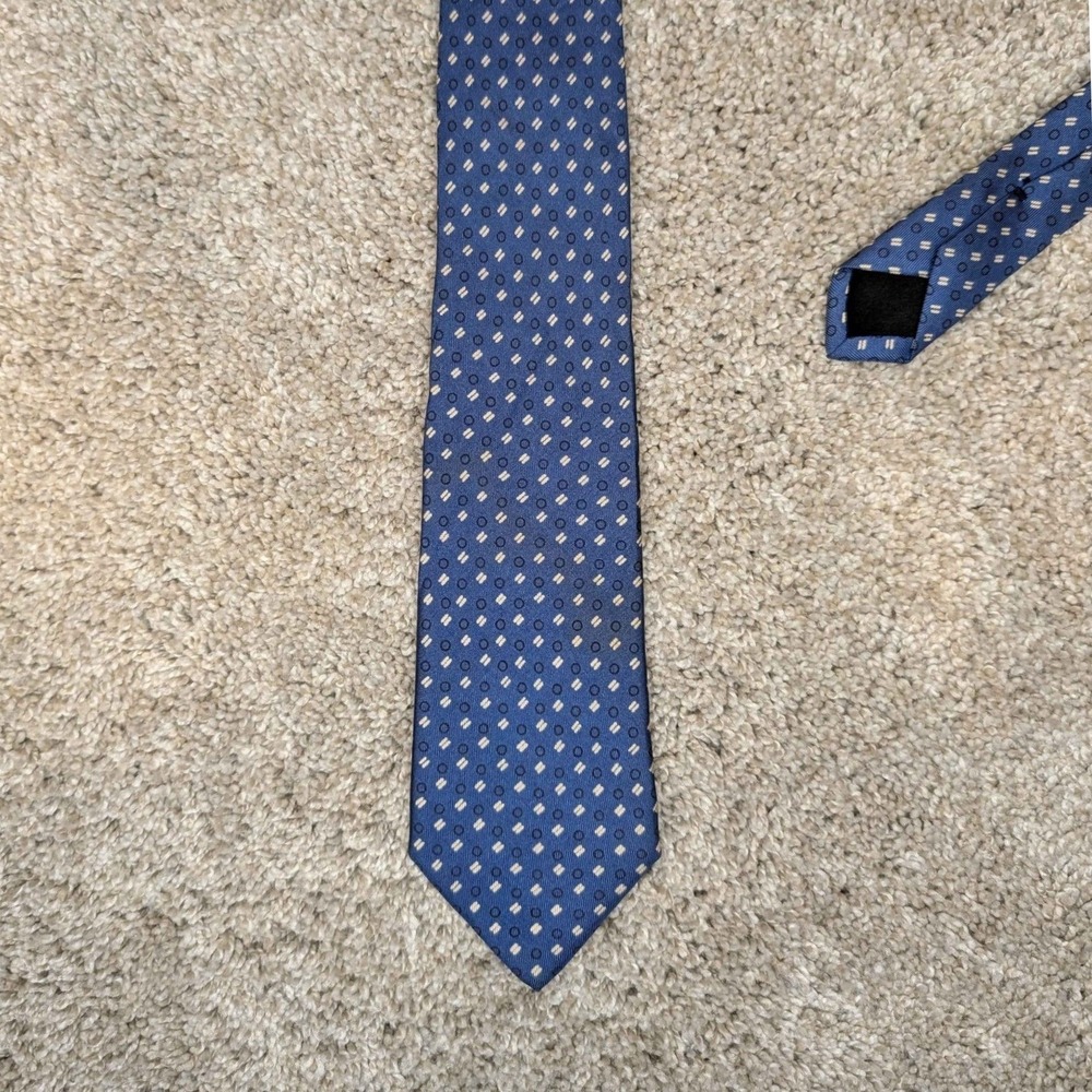 Dunhuang Silk Necktie Mens One Size Blue‎ Geometric Pattern Formal Business